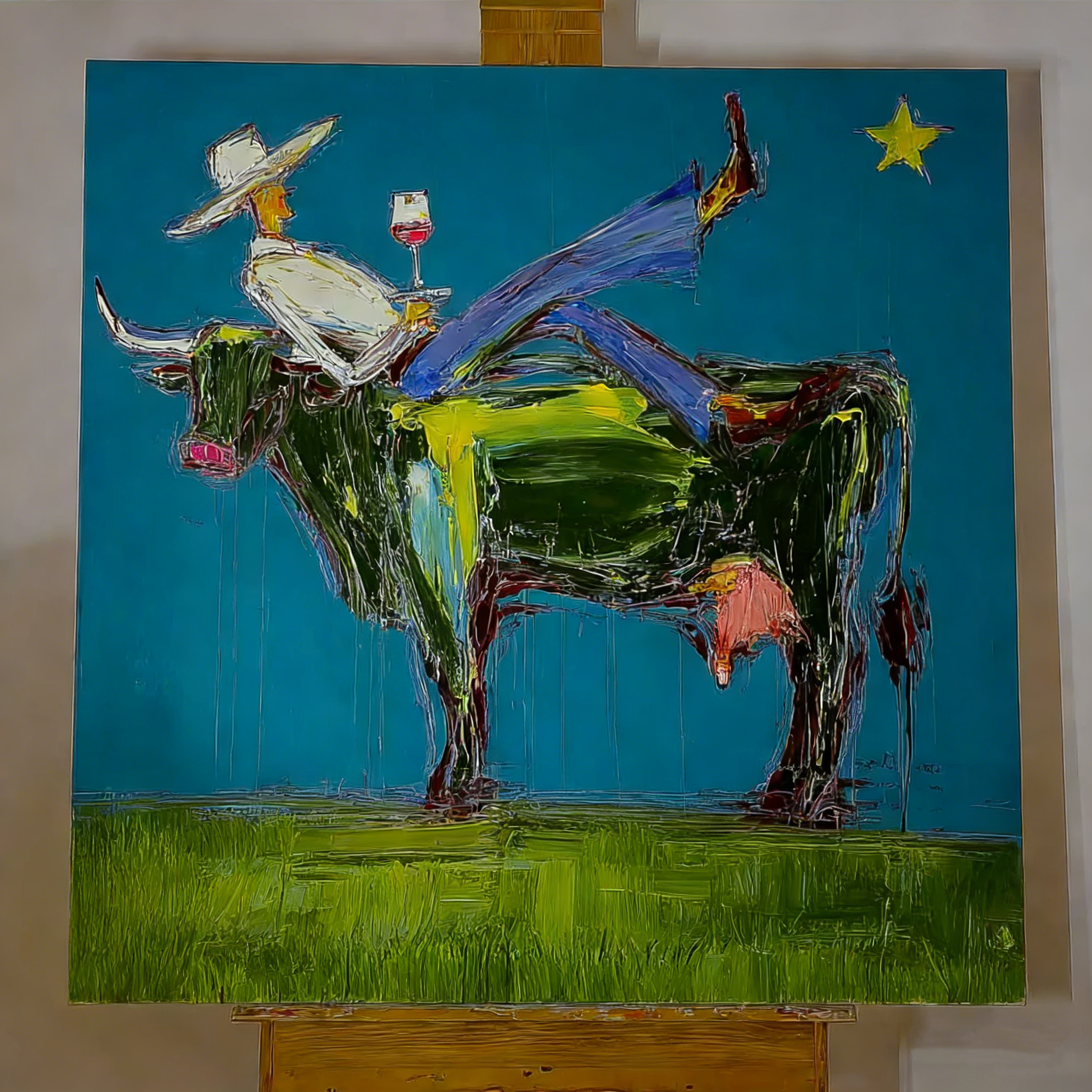 Abstract Woman Painting, Modern Fashion Wall Art, Blue and Painted Contemporary Glam Decor