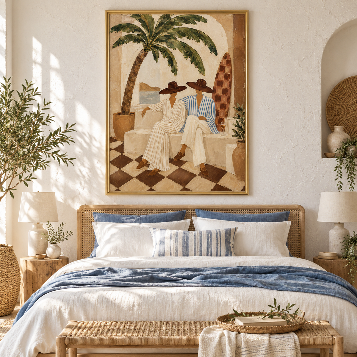 Coastal Surf Couple Beige Painting