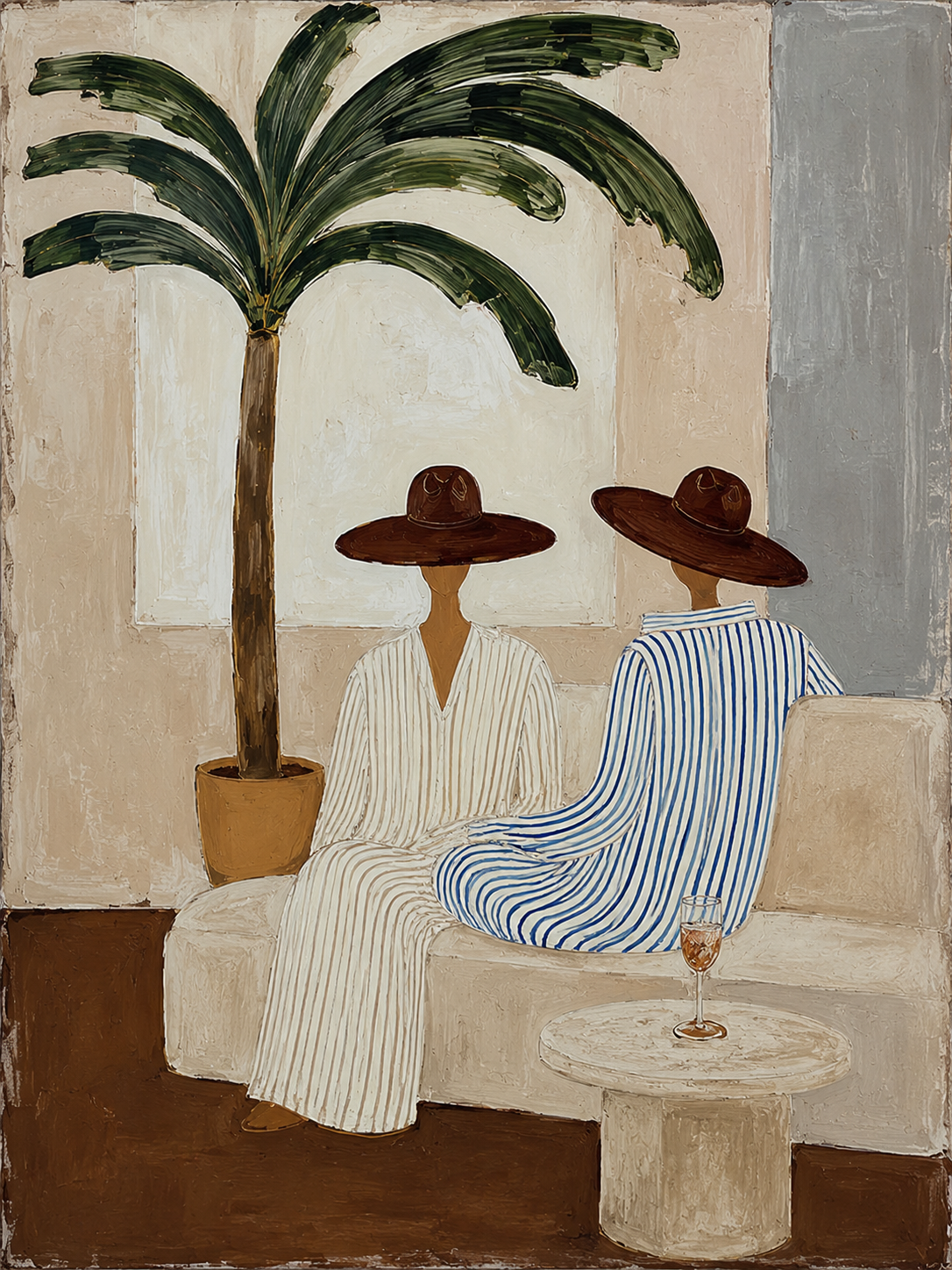 Serene Palms - Hand-Painted Minimalist Canvas Art