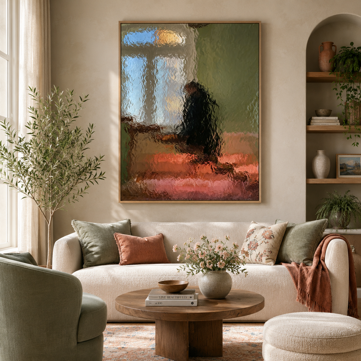 Hand-Painted Abstract Water Reflection Painting -- Modern Contemporary Wall Art UpUp