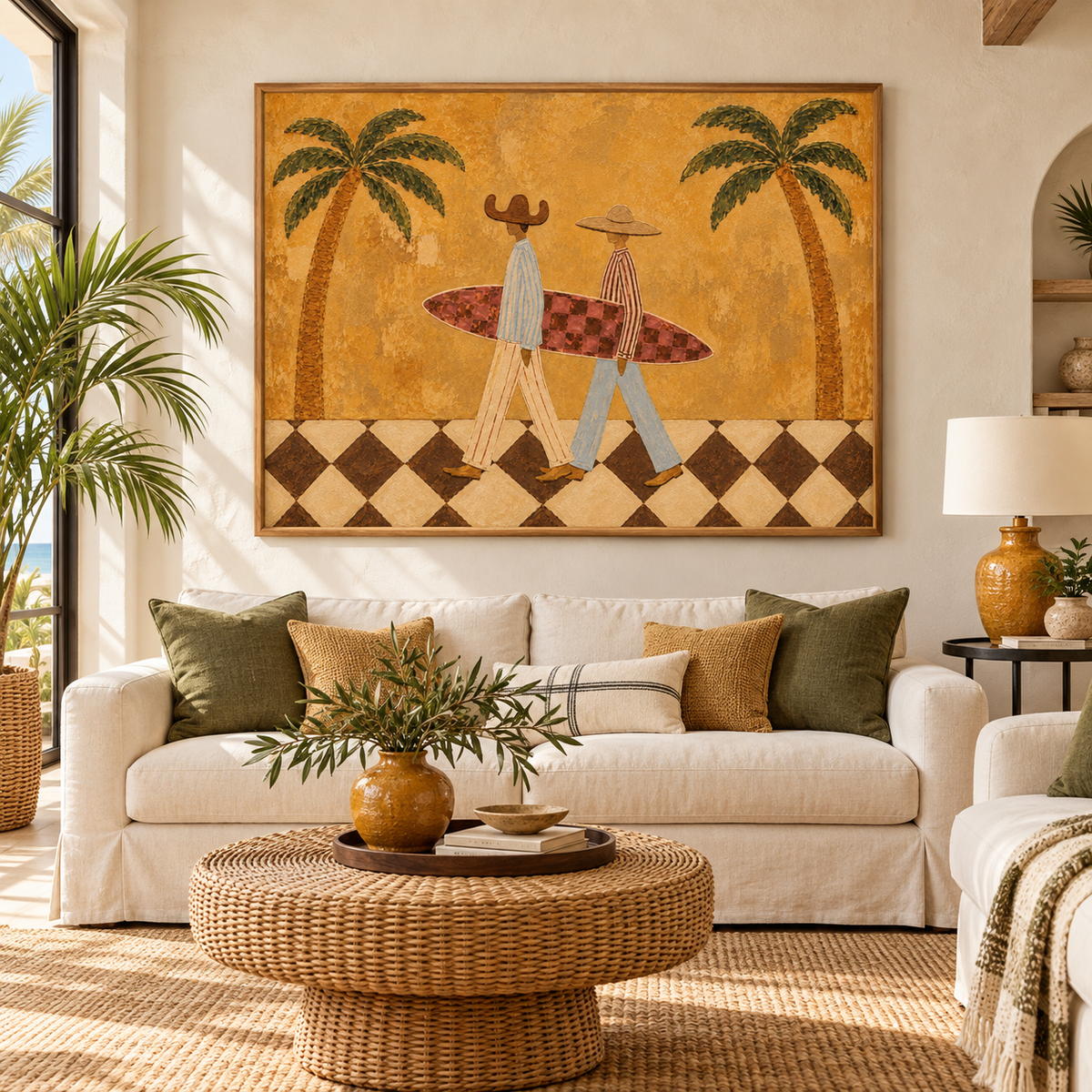 Surf Couple Coastal Western Painting