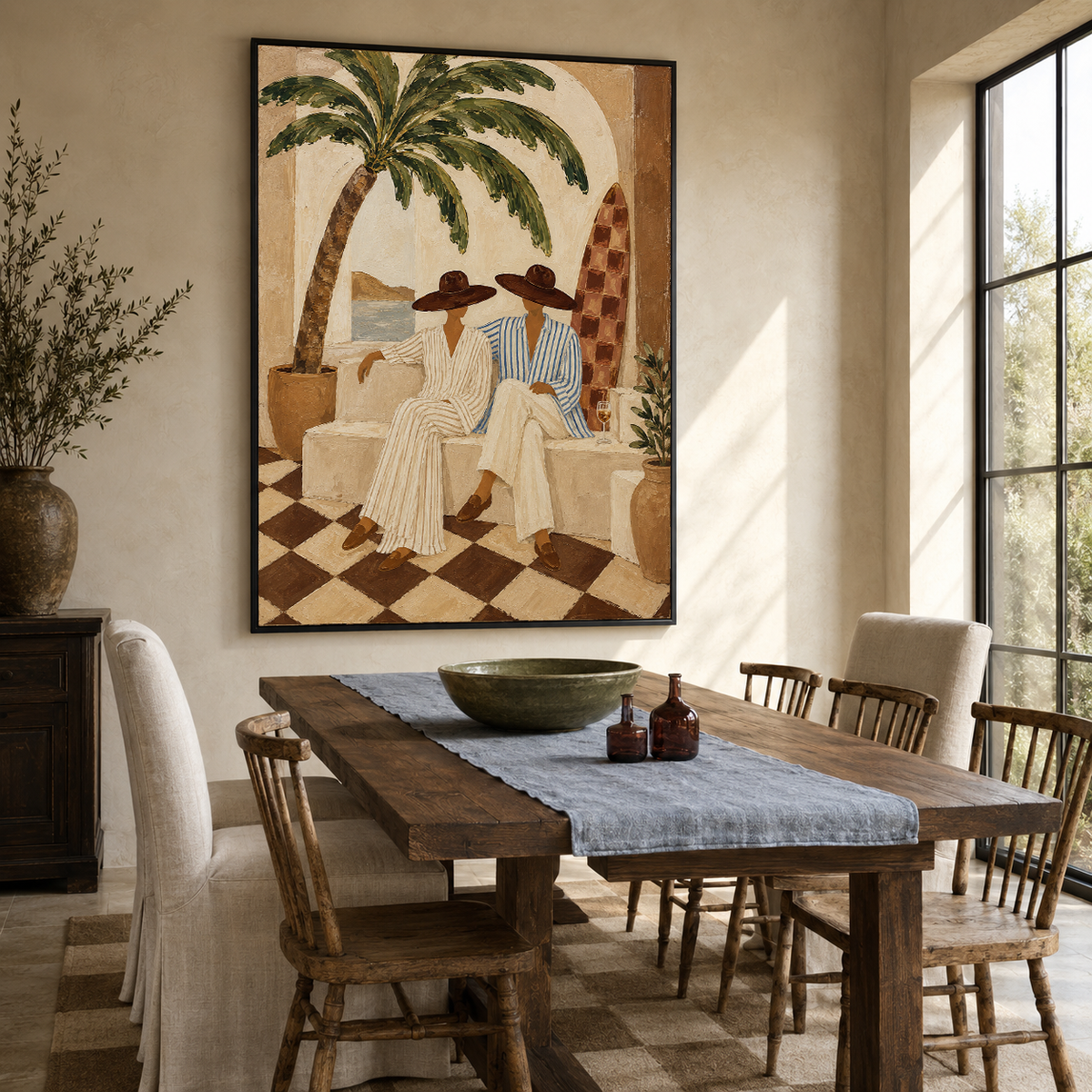 Coastal Surf Couple Beige Painting
