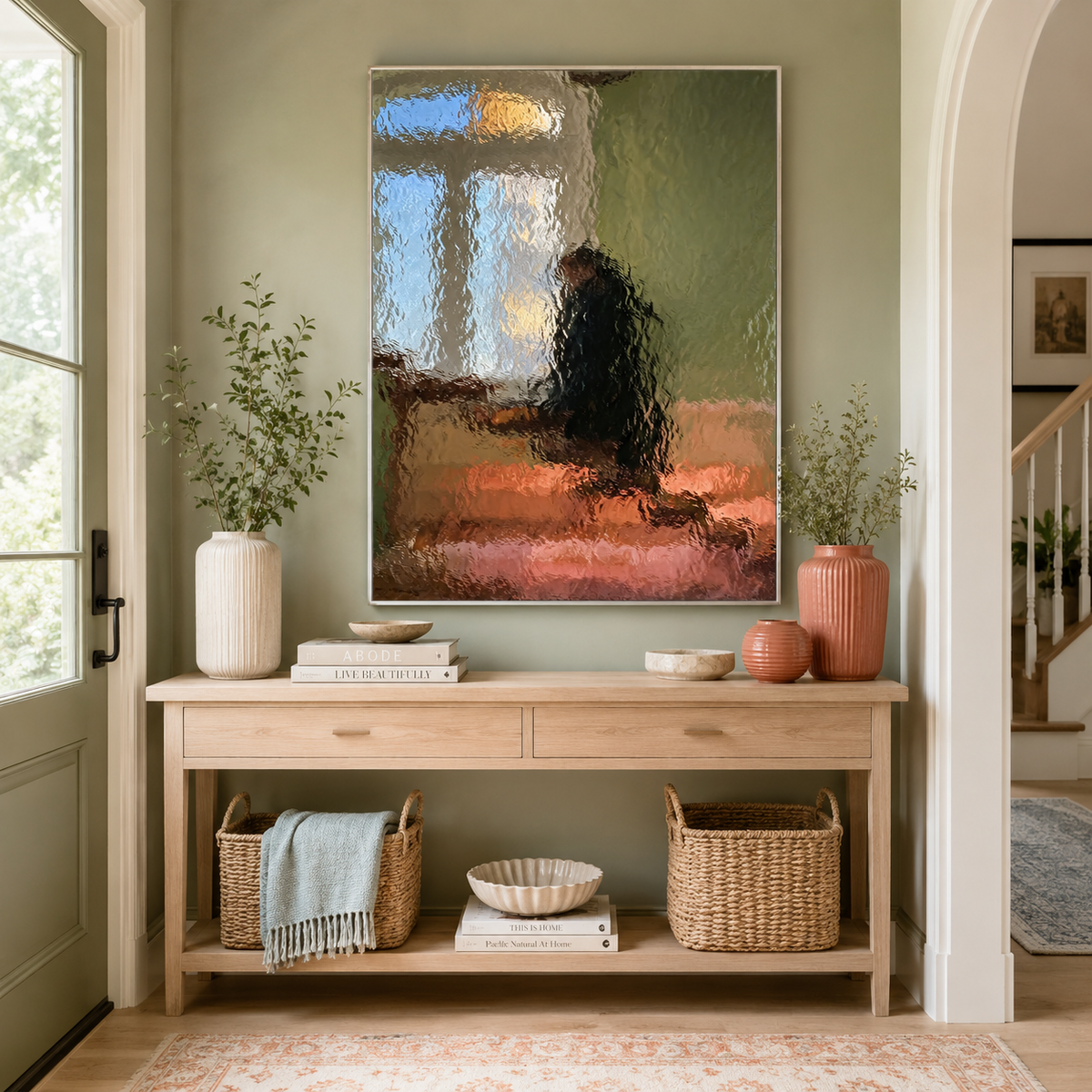 Hand-Painted Abstract Water Reflection Painting -- Modern Contemporary Wall Art UpUp