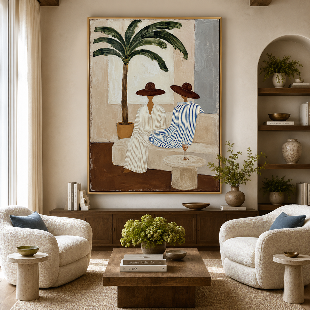 Serene Palms - Hand-Painted Minimalist Canvas Art