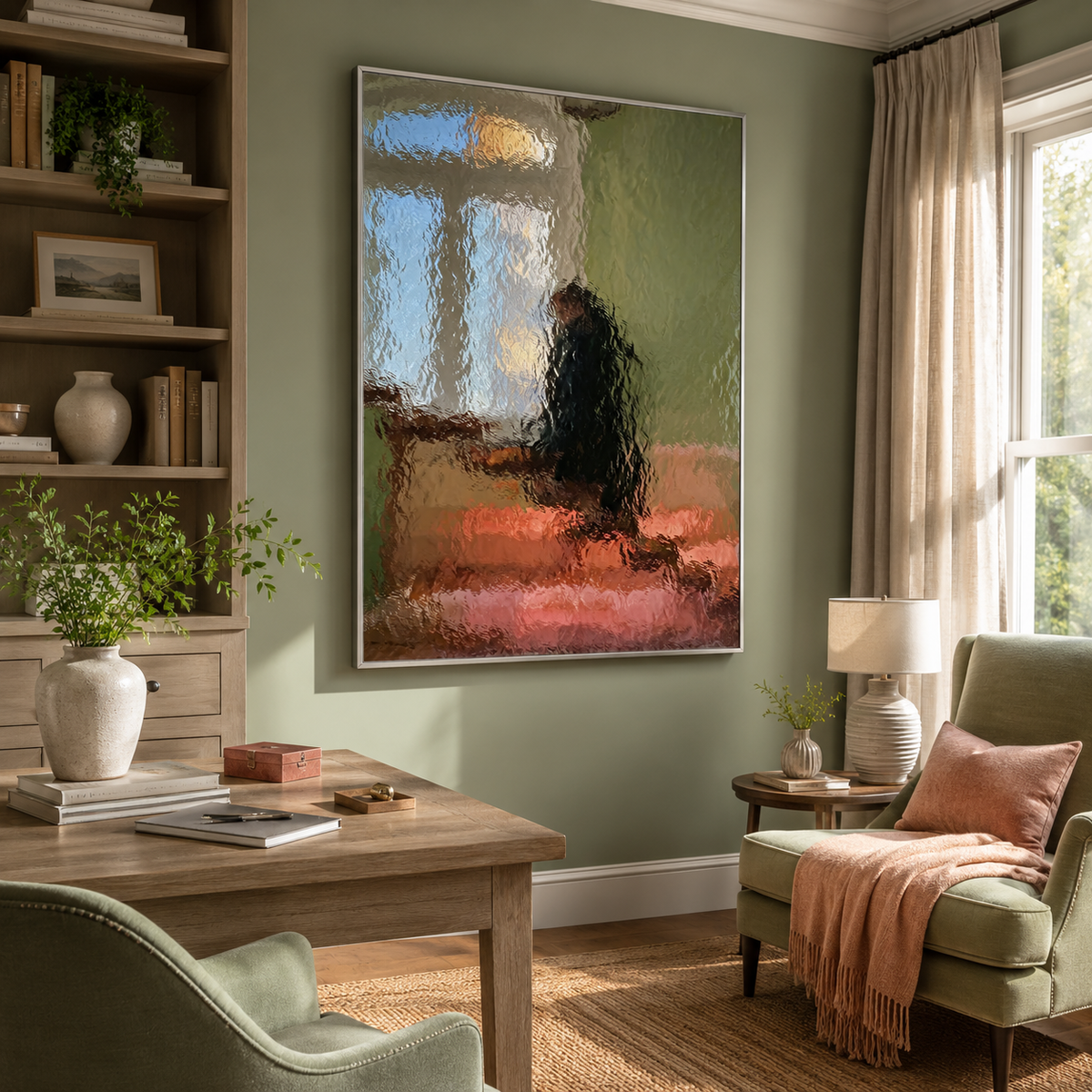 Hand-Painted Abstract Water Reflection Painting -- Modern Contemporary Wall Art UpUp