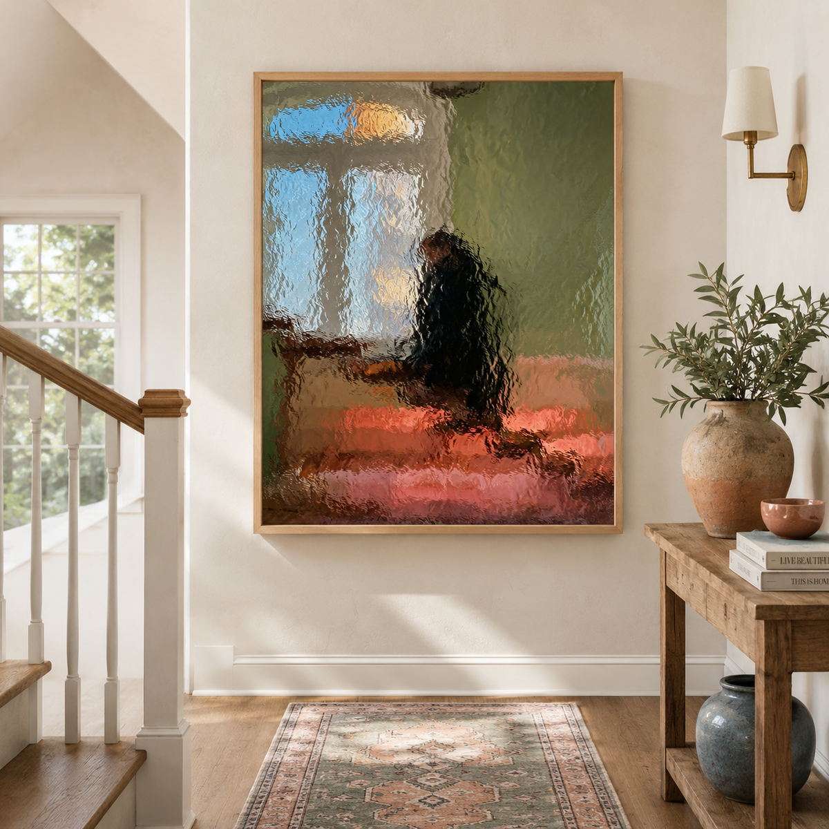 Hand-Painted Abstract Water Reflection Painting -- Modern Contemporary Wall Art UpUp