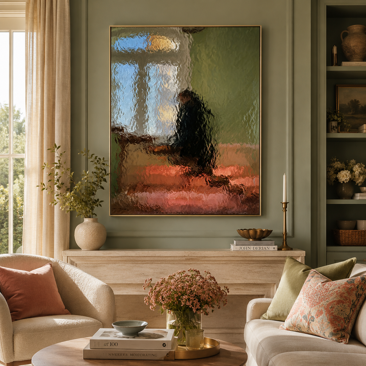Hand-Painted Abstract Water Reflection Painting -- Modern Contemporary Wall Art UpUp