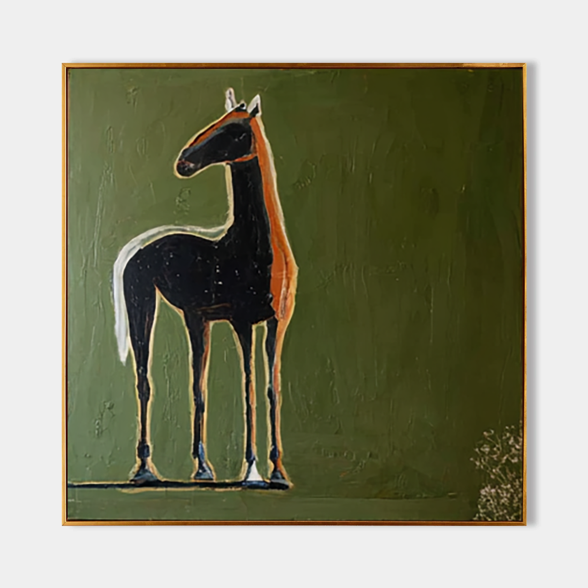 Hand-Painted Abstract Horse Oil Painting - Modern Minimalist Animal Wall Art
