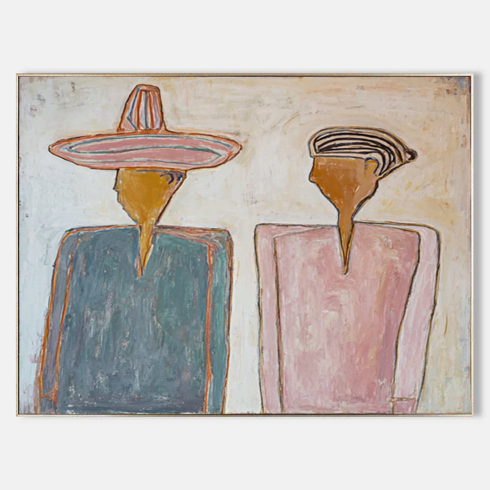 The Shared Silence -- Textured Modernist Figurative Painting