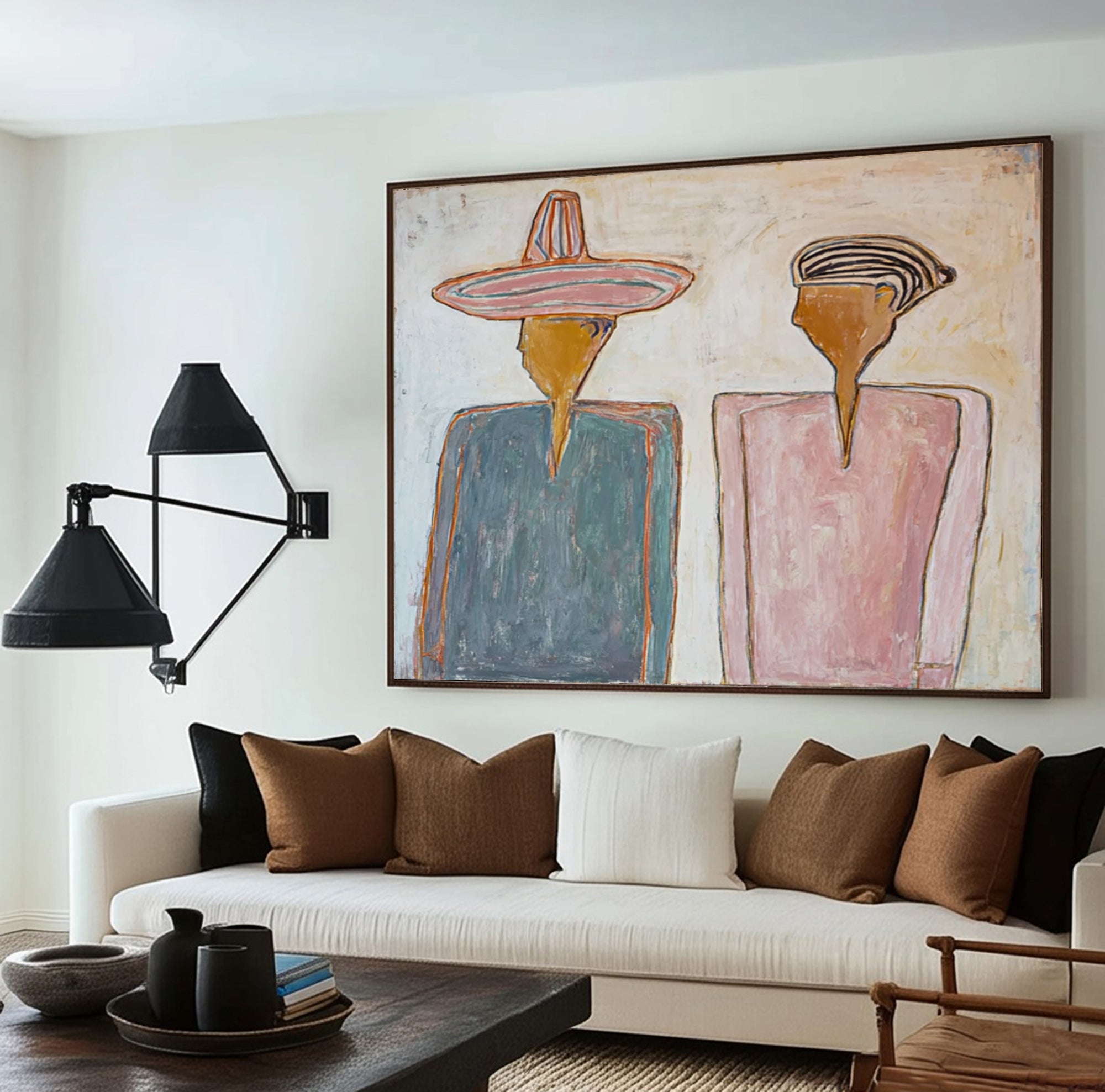 The Shared Silence -- Textured Modernist Figurative Painting