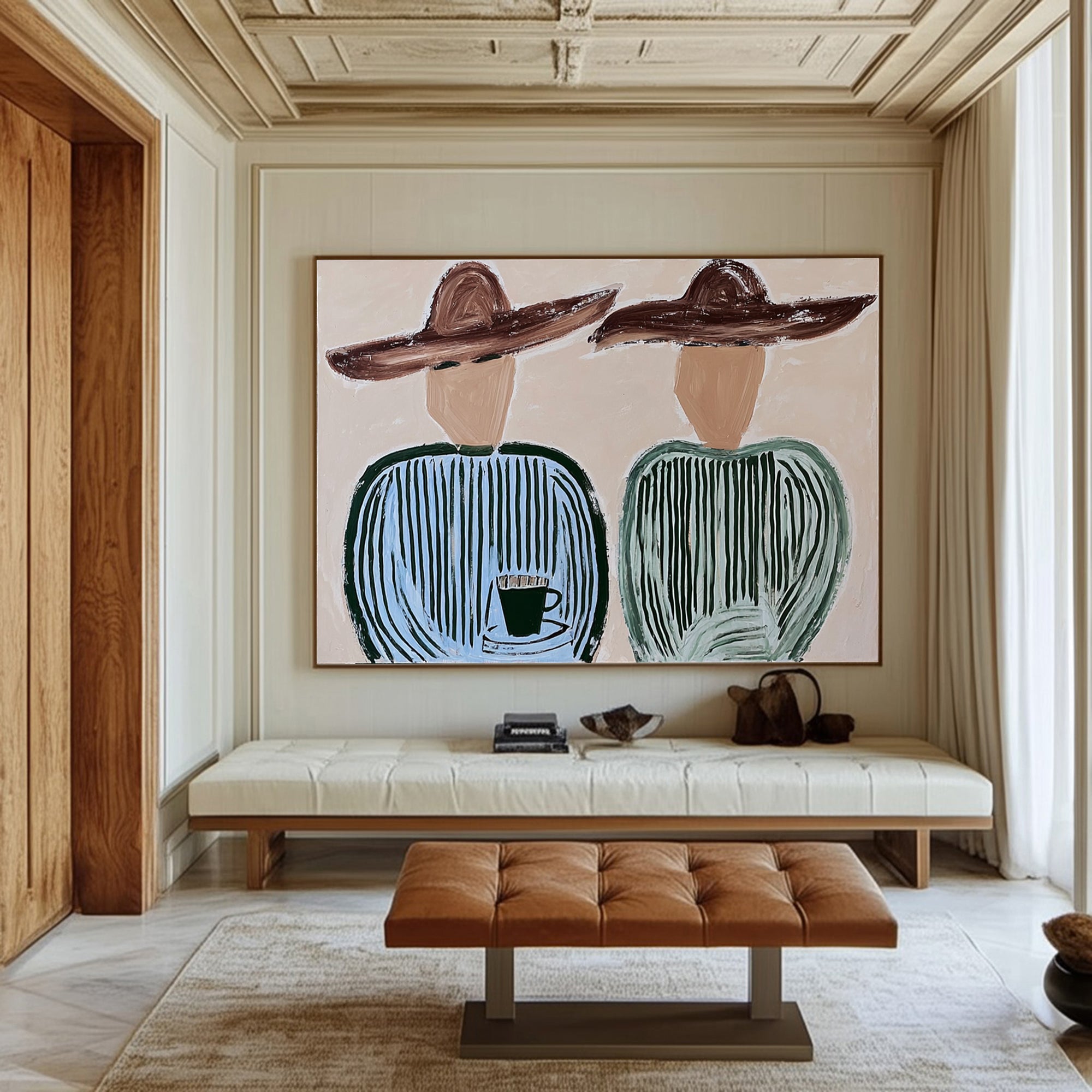 Under the Brim -- Abstract Human Form Oil Painting