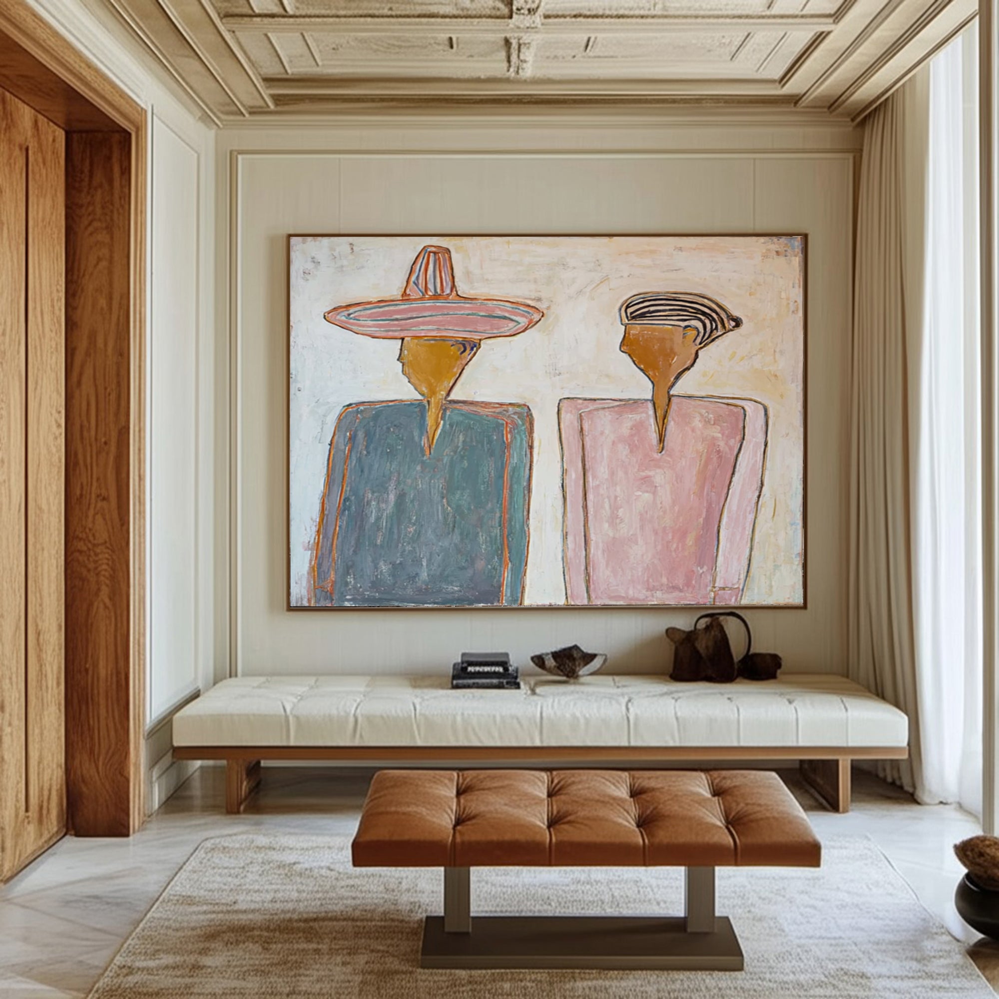 The Shared Silence -- Textured Modernist Figurative Painting