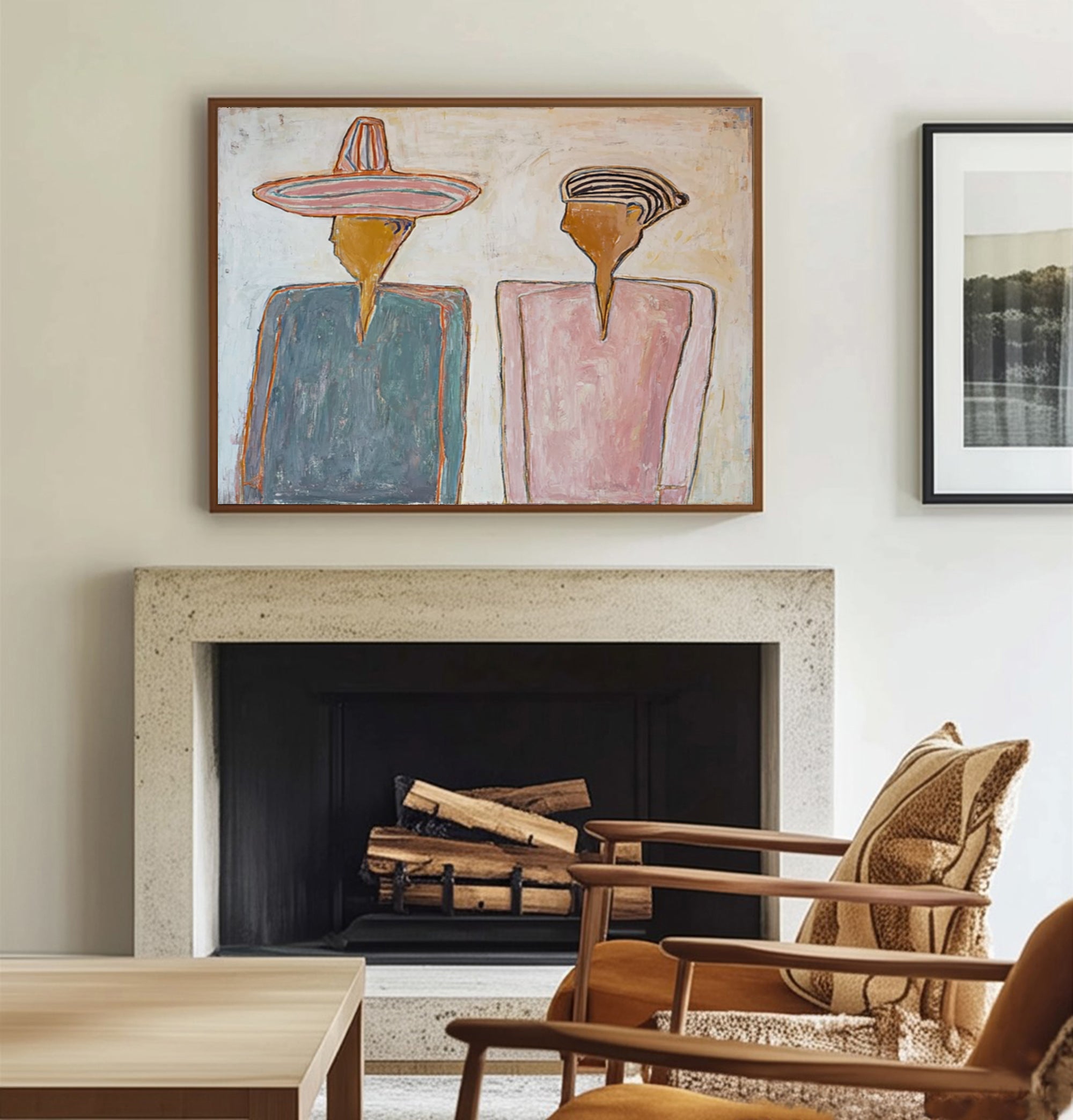 The Shared Silence -- Textured Modernist Figurative Painting