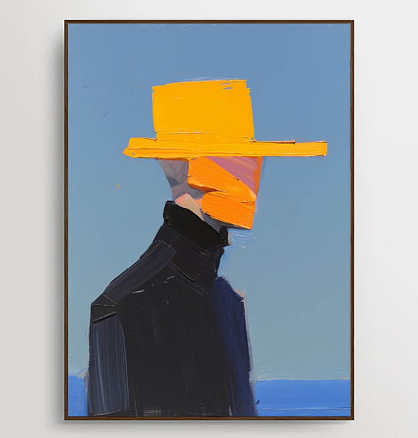 The Man in the Yellow Hat – Modern Textured Canvas Art