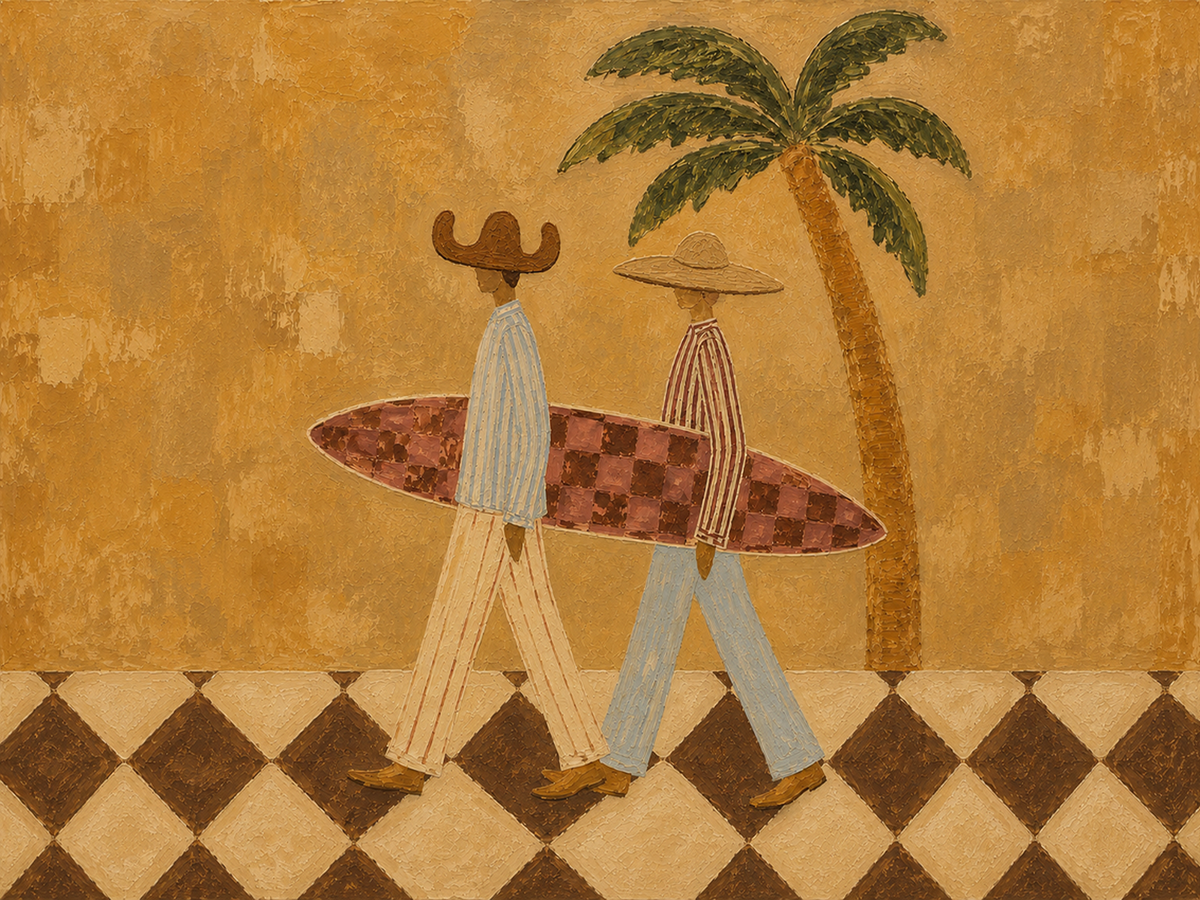 Surf Couple Wall Art Coastal Western Painting