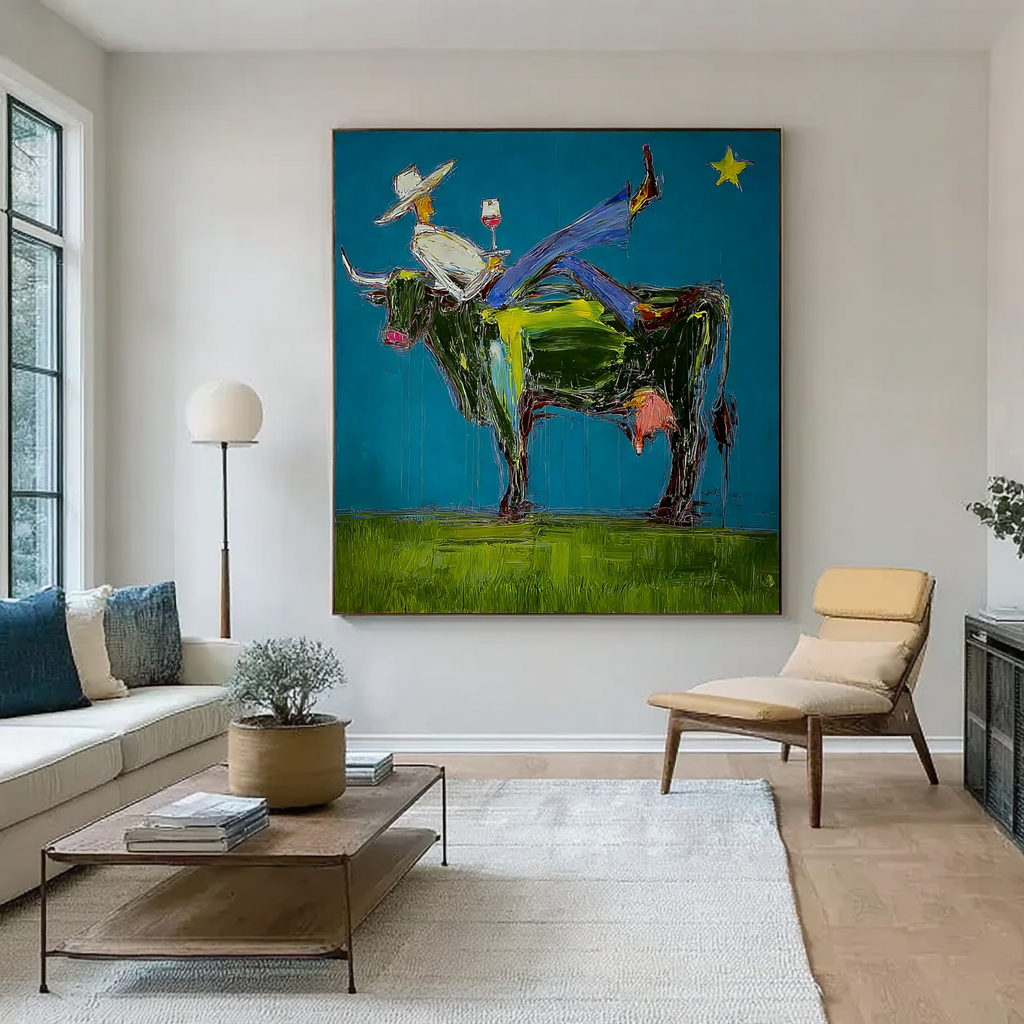 Abstract Woman Painting, Modern Fashion Wall Art, Blue and Painted Contemporary Glam Decor