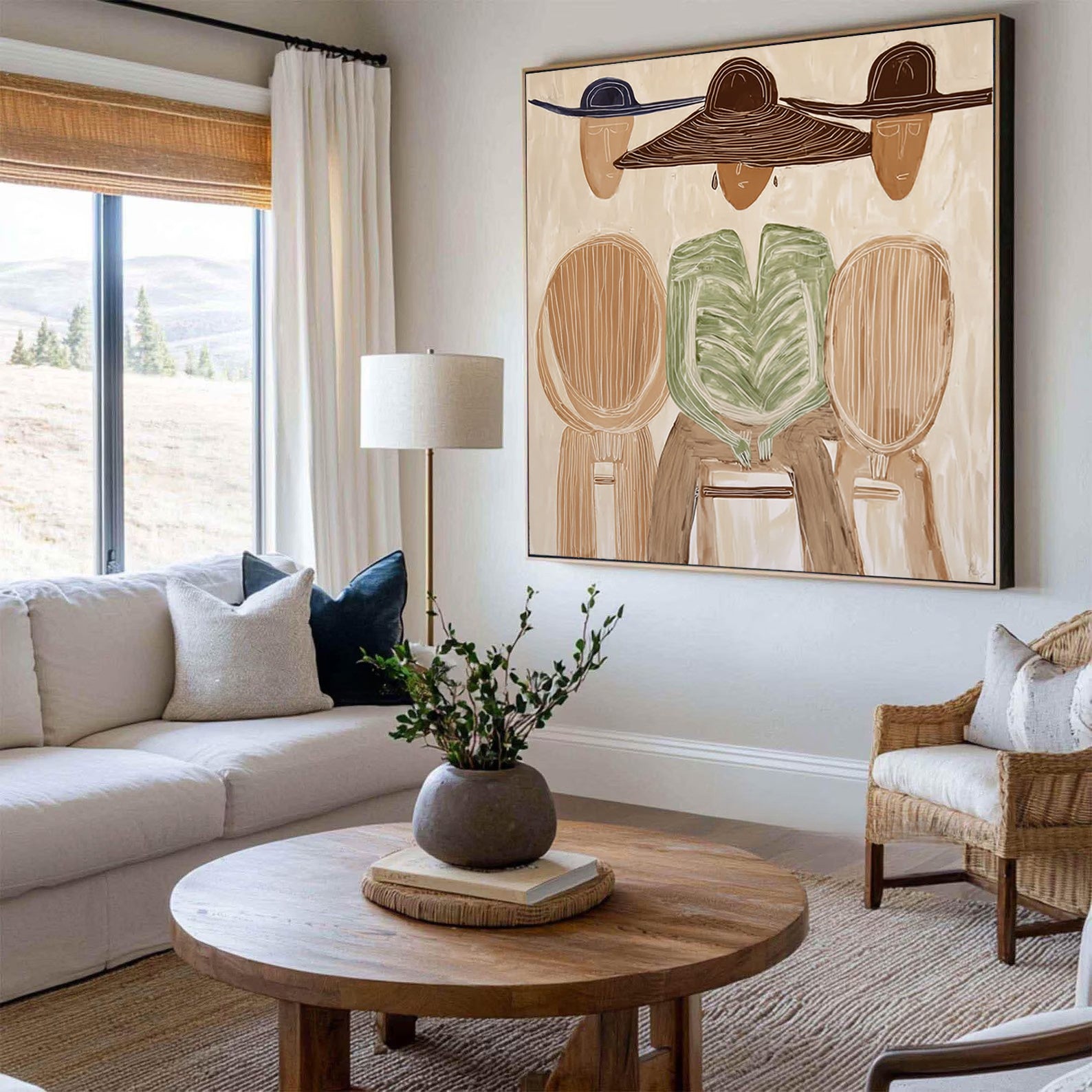 The Gathering -- Large Original Line Art Abstract Figurative Painting