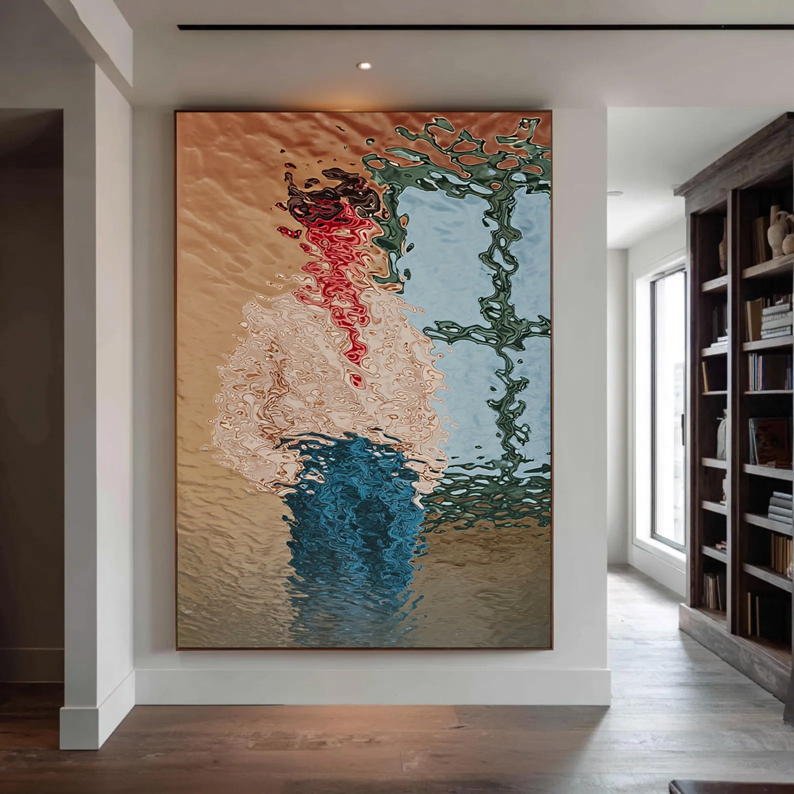 Hand-Painted Abstract Water Reflection Painting -- Modern Contemporary Figurative Canvas Art