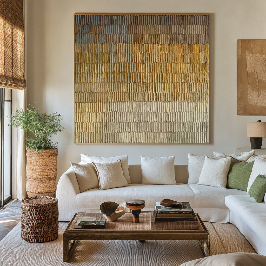 Textured Beige Brown Abstract Painting, Modern Minimalist Wall Art