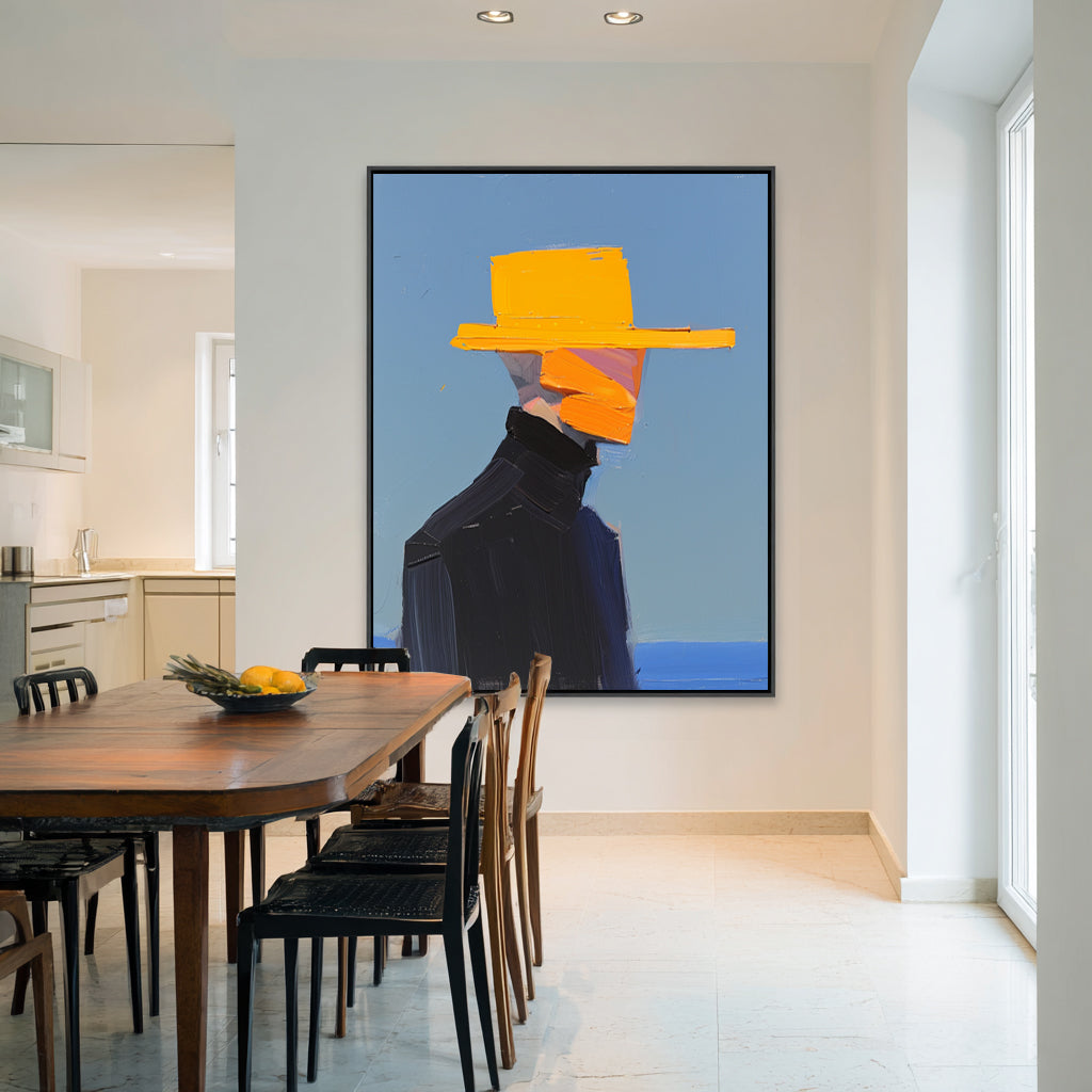 The Man in the Yellow Hat – Modern Textured Canvas Art