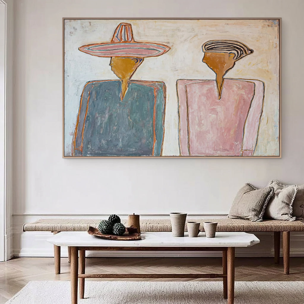 The Shared Silence -- Textured Modernist Figurative Painting