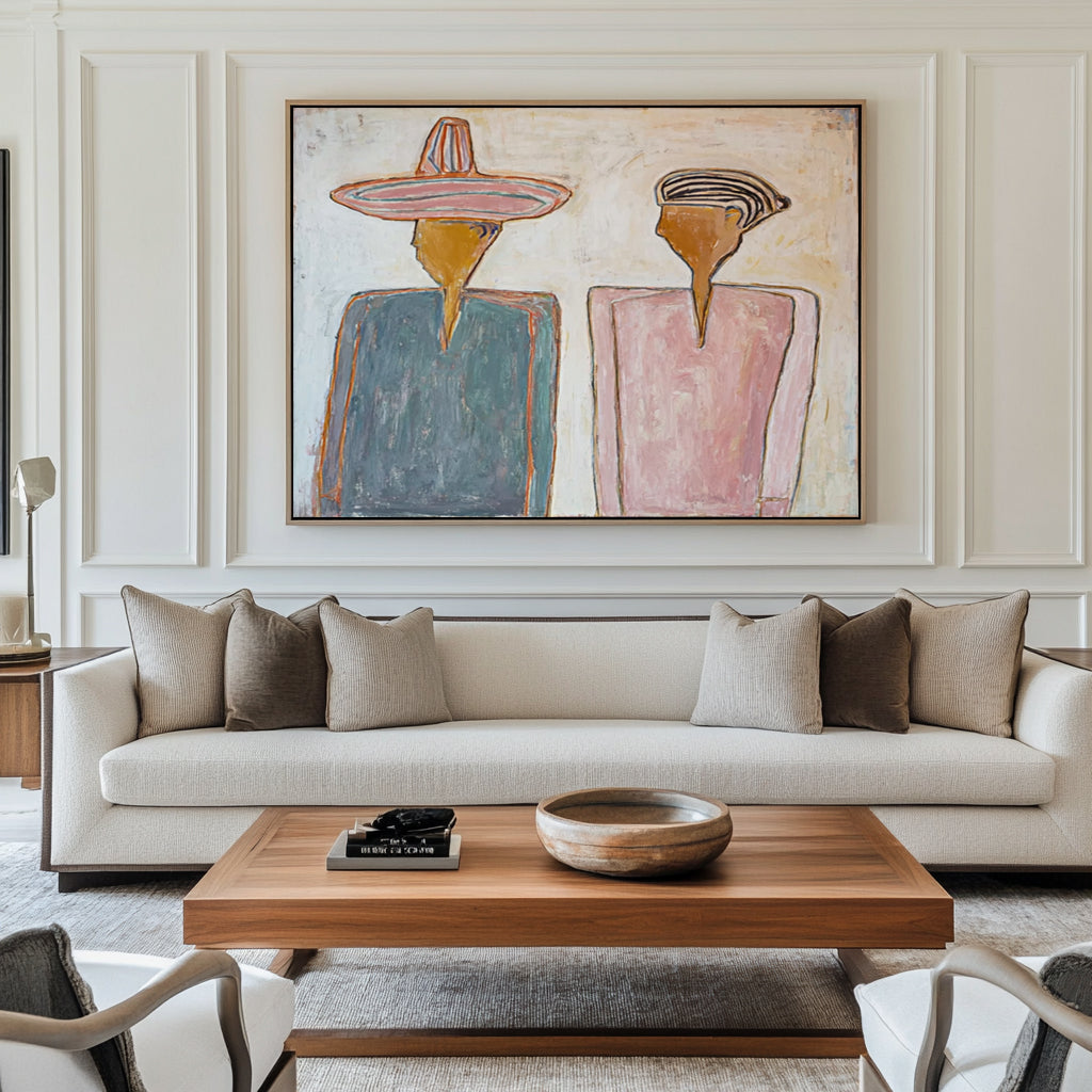 The Shared Silence -- Textured Modernist Figurative Painting