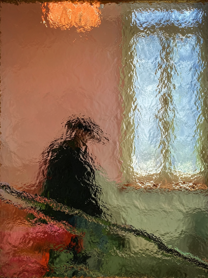 Hand-Painted Abstract Water Reflection Painting -- Modern Contemporary Wall Art Downstairs
