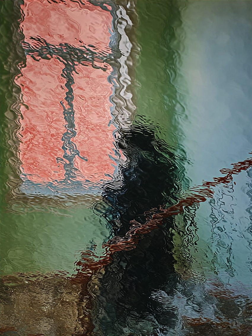 Hand-Painted Abstract Water Reflection Painting -- Modern Contemporary Figurative Wall Art Corner