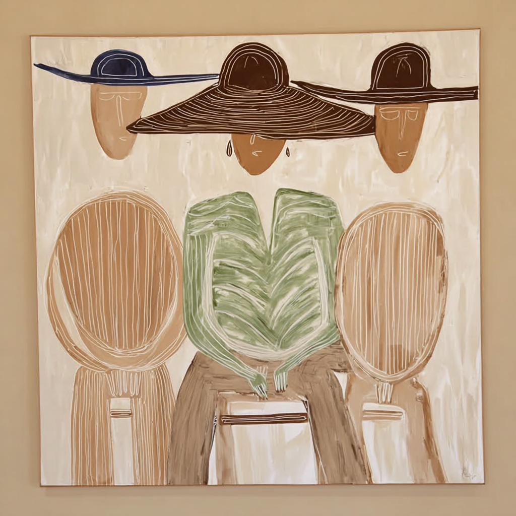 The Gathering -- Large Original Line Art Abstract Figurative Painting