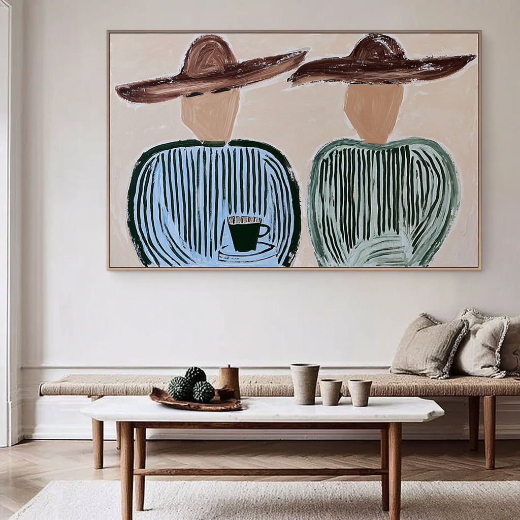 Under the Brim -- Abstract Human Form Oil Painting