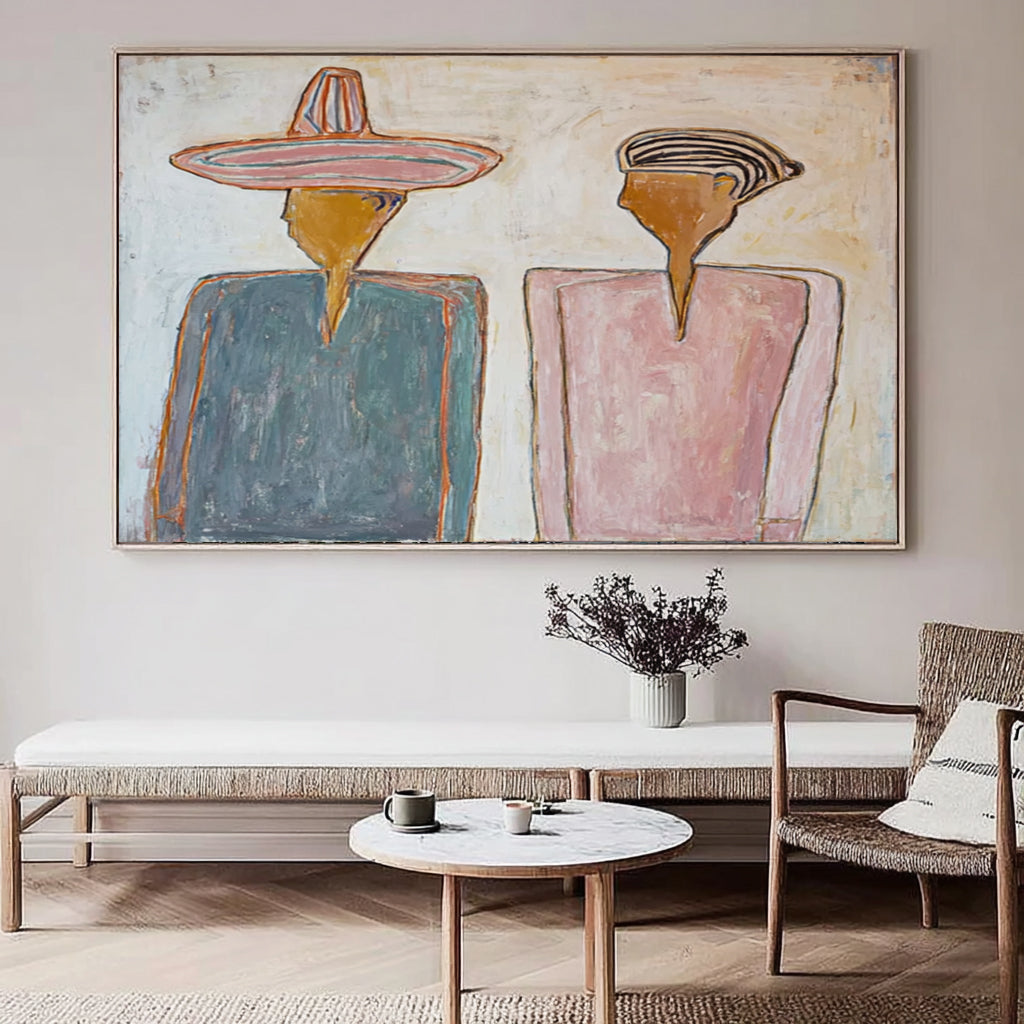 The Shared Silence -- Textured Modernist Figurative Painting