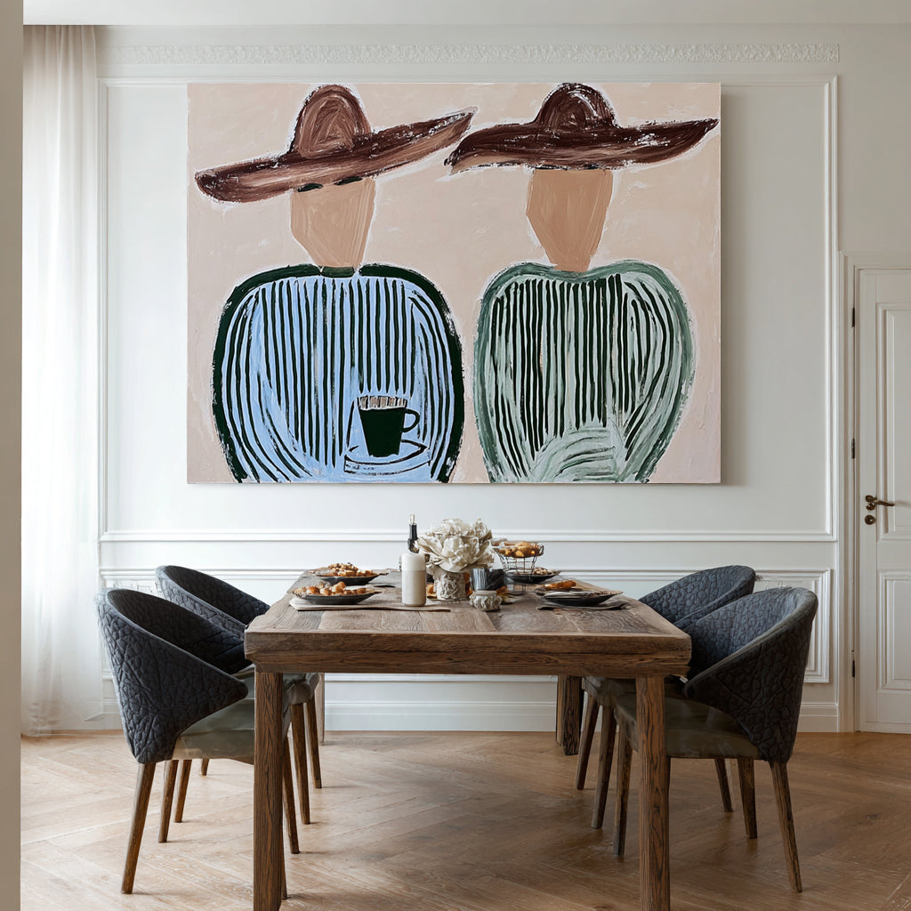 Under the Brim -- Abstract Human Form Oil Painting