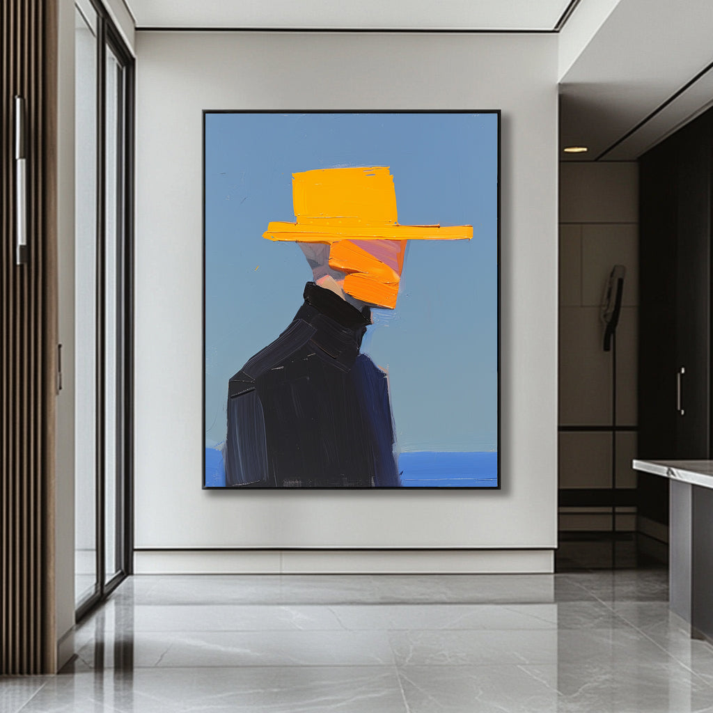 The Man in the Yellow Hat – Modern Textured Canvas Art