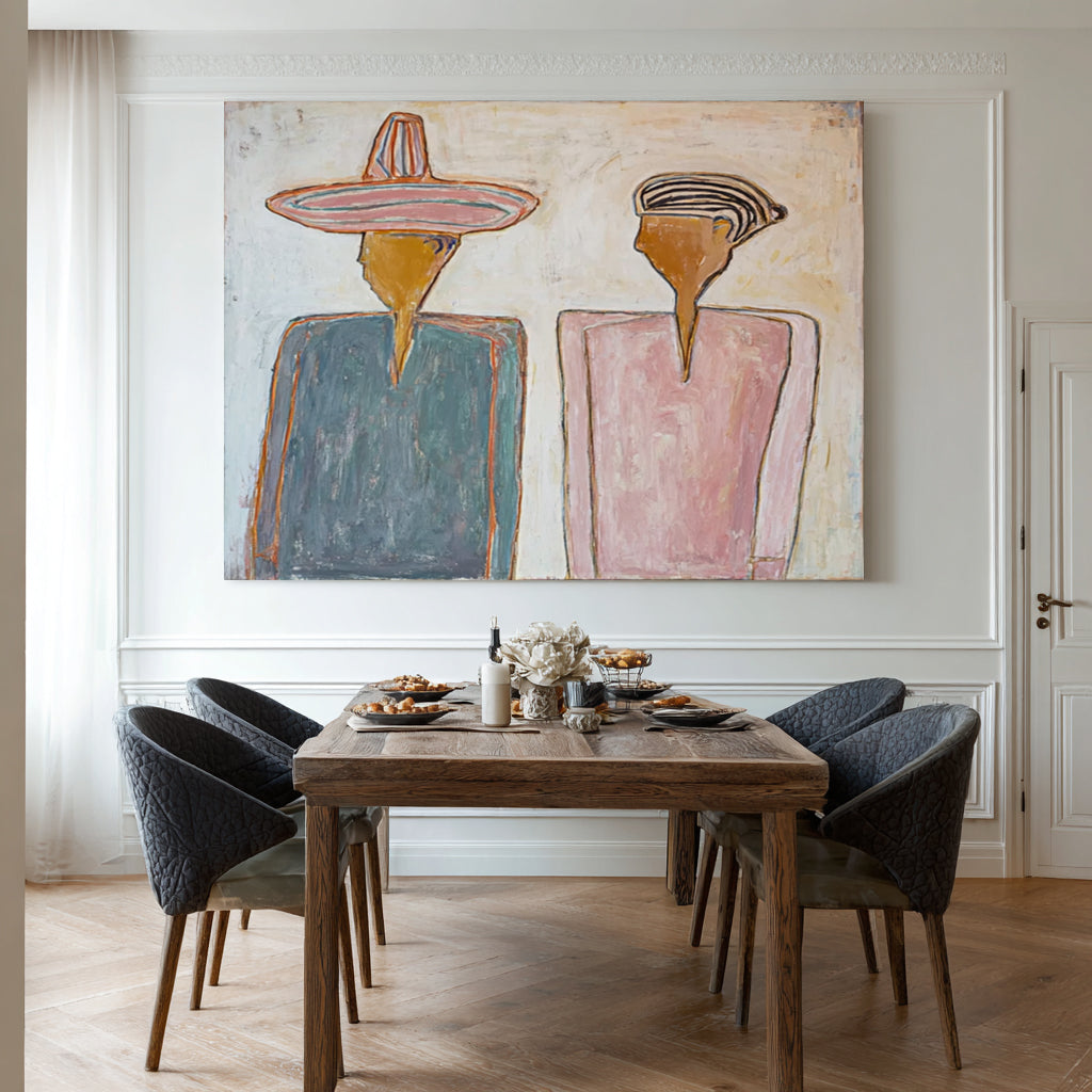 The Shared Silence -- Textured Modernist Figurative Painting