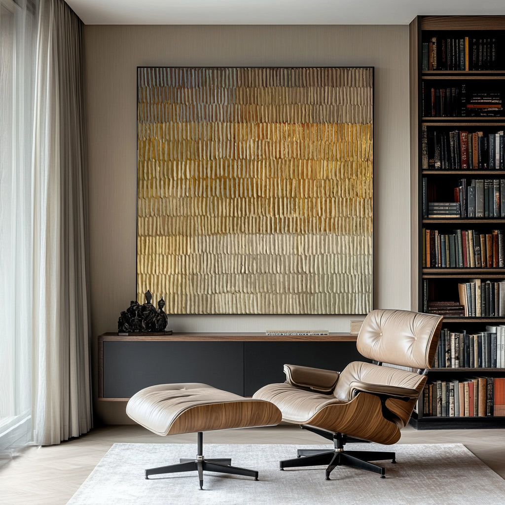 Textured Beige Brown Abstract Painting, Modern Minimalist Wall Art