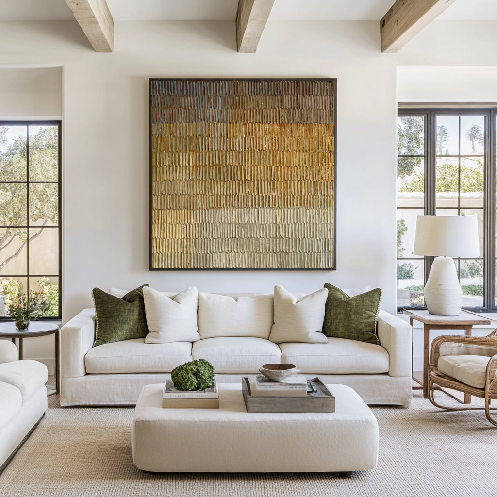 Textured Beige Brown Abstract Painting, Modern Minimalist Wall Art