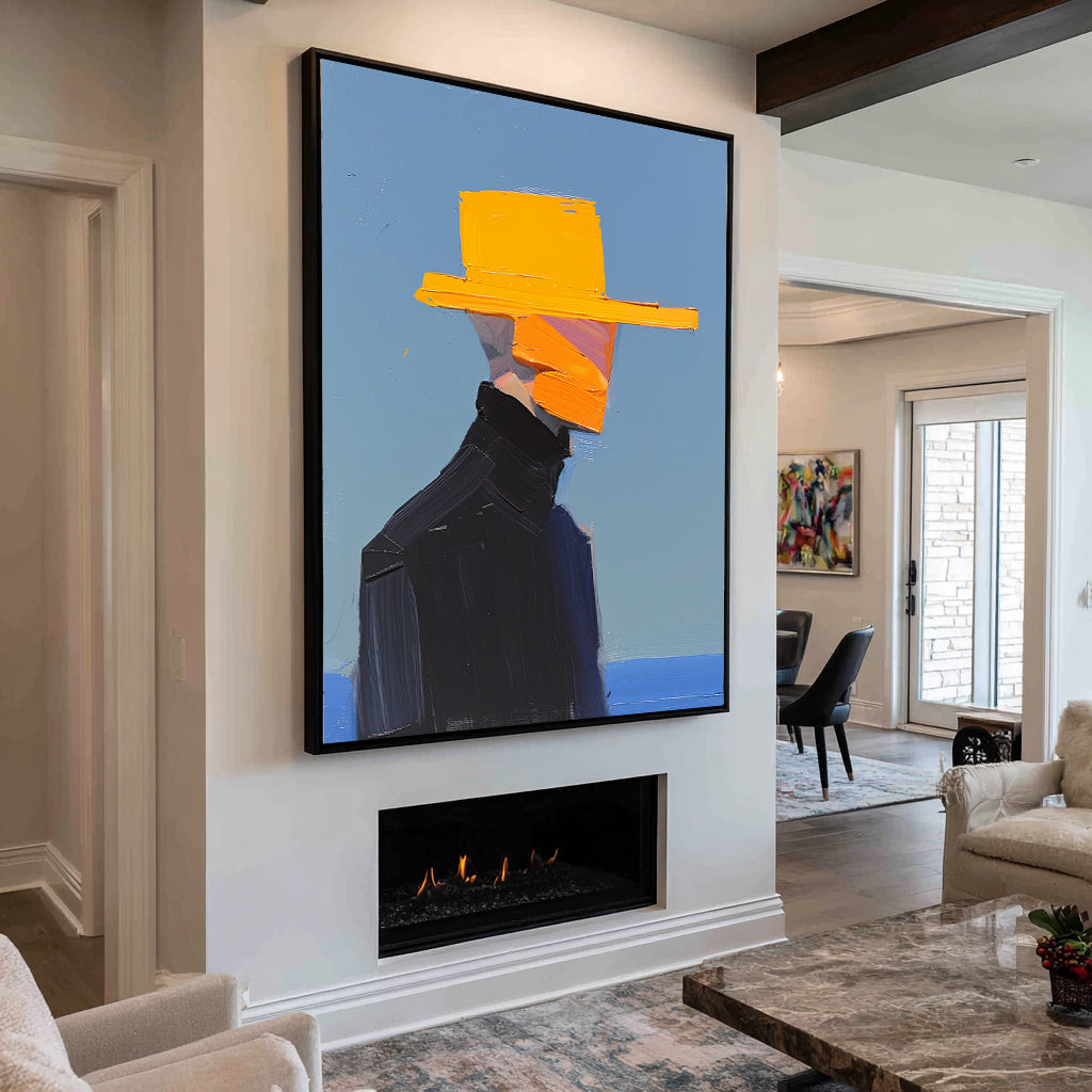 The Man in the Yellow Hat – Modern Textured Canvas Art
