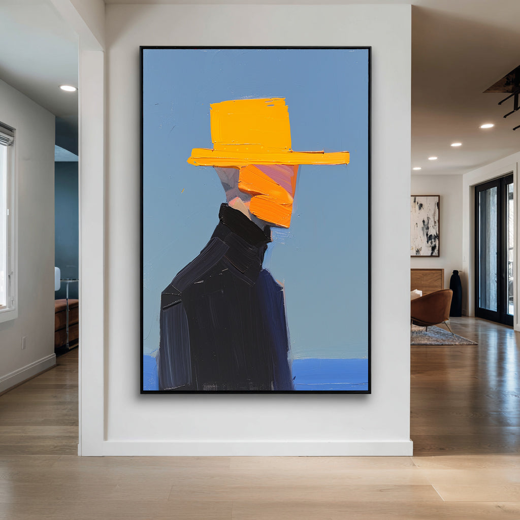 The Man in the Yellow Hat – Modern Textured Canvas Art