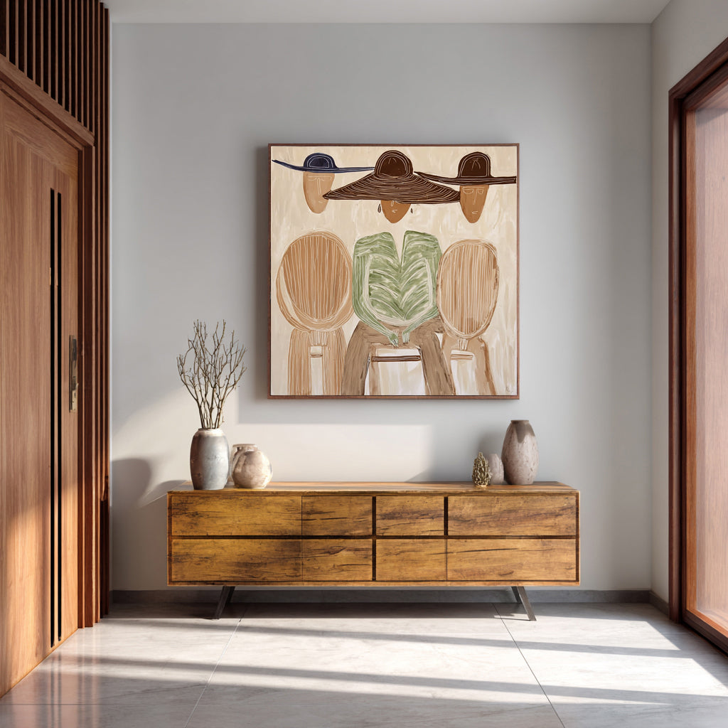 The Gathering -- Large Original Line Art Abstract Figurative Painting