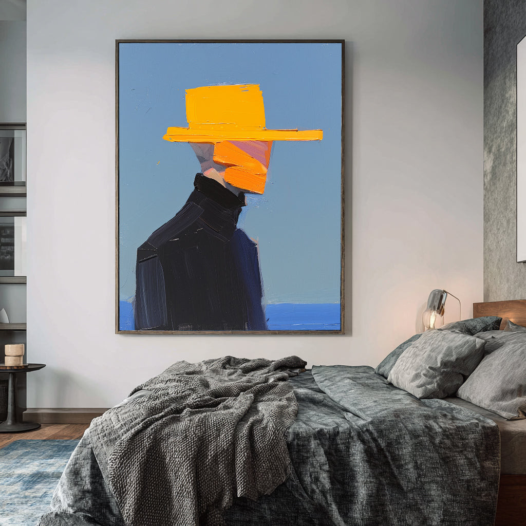 The Man in the Yellow Hat – Modern Textured Canvas Art