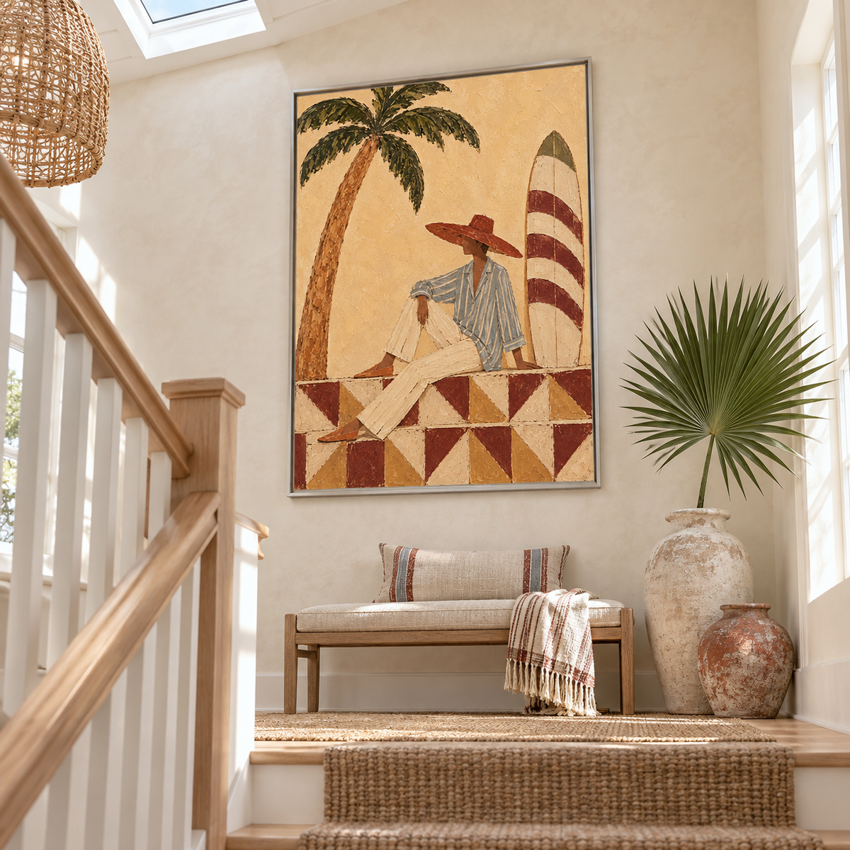 Coastal Surf Couple Brown Painting