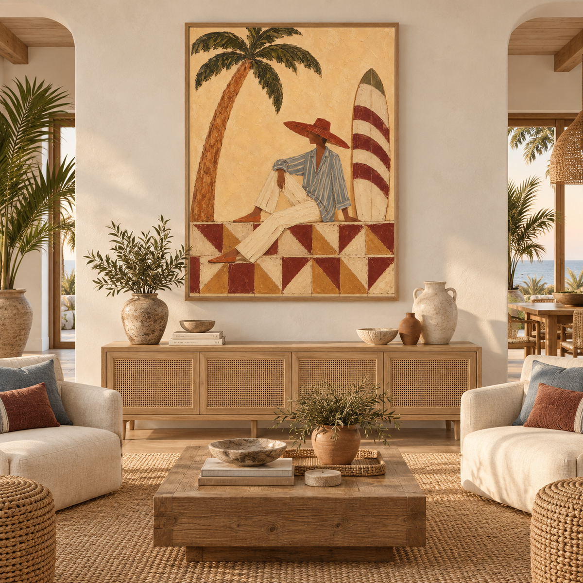 Coastal Surf Couple Brown Painting