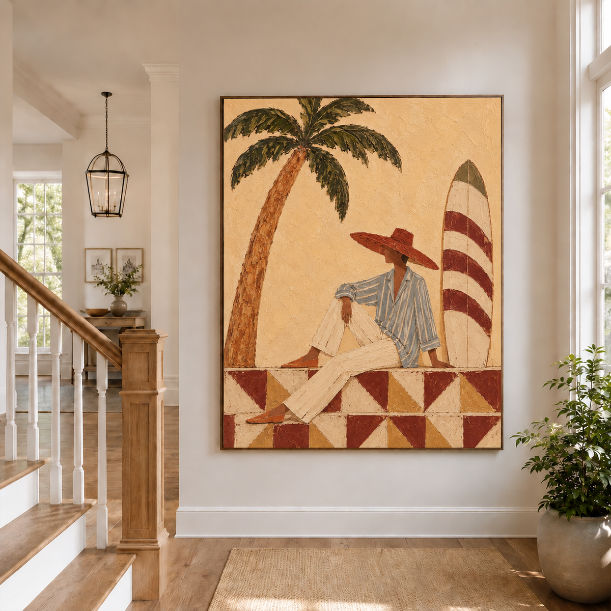 Coastal Surf Couple Brown Painting