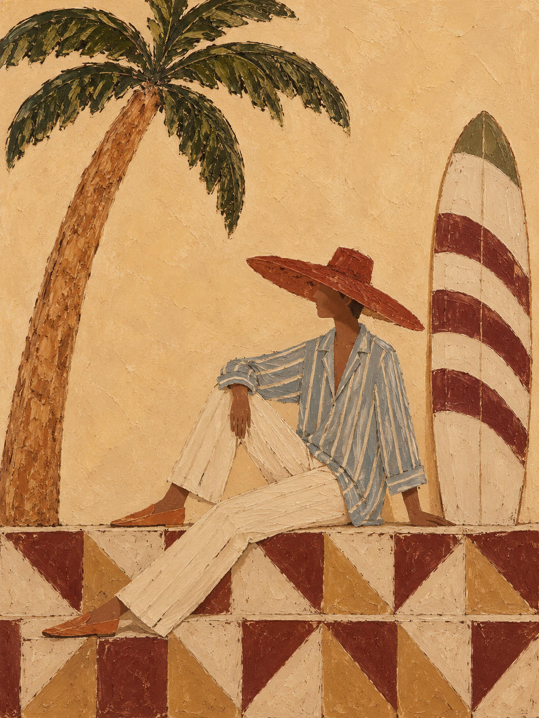 Coastal Surf Couple Brown Painting
