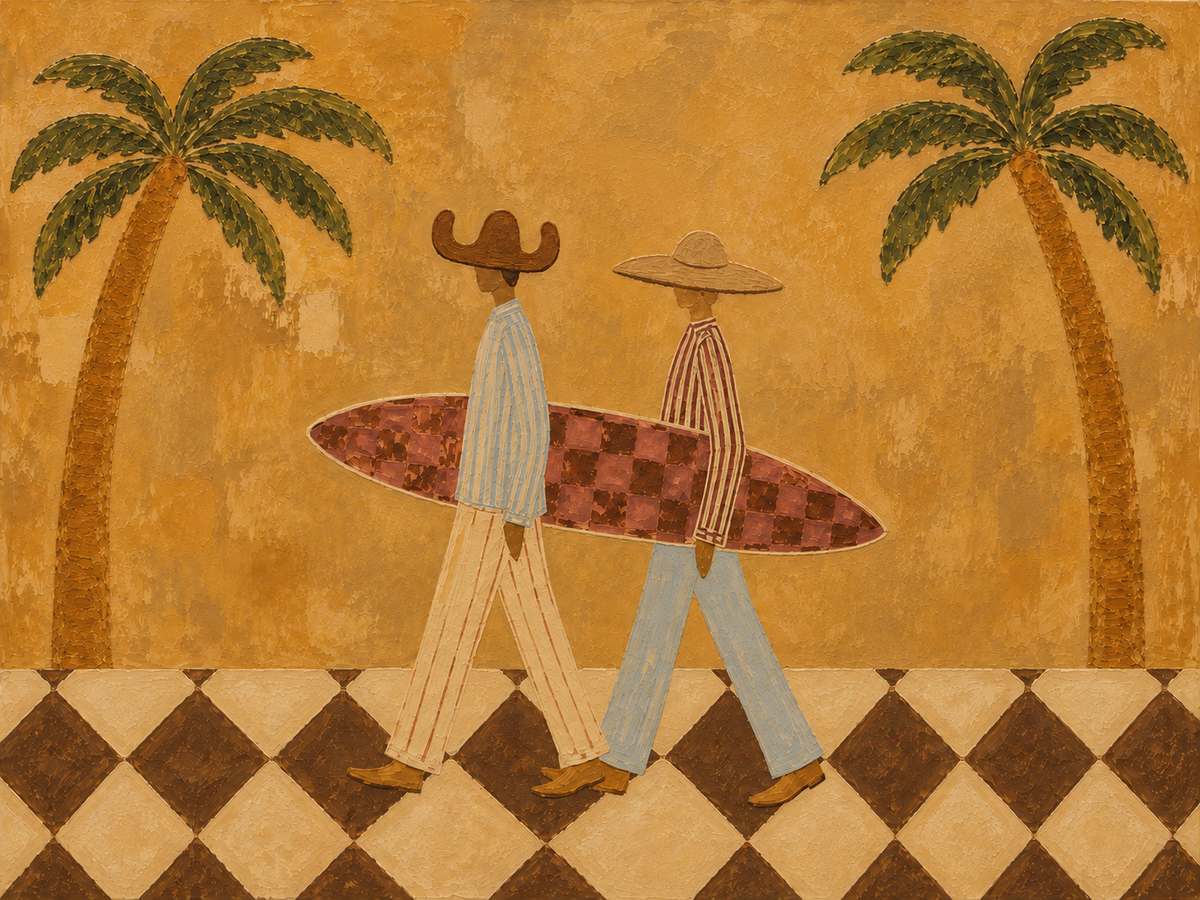 Surf Couple Coastal Western Painting