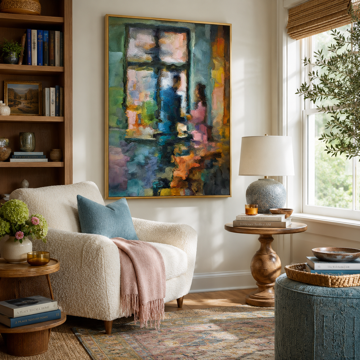 Hand-Painted Abstract Water Reflection Painting -- Modern Contemporary Wall Art Forever