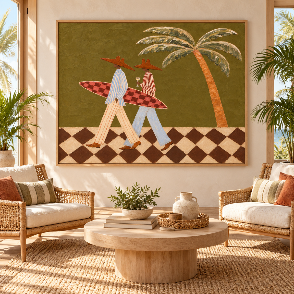 Together - Coastal Surfer Couple Painting