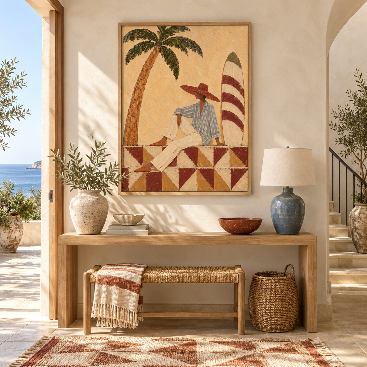 Coastal Surf Couple Brown Painting
