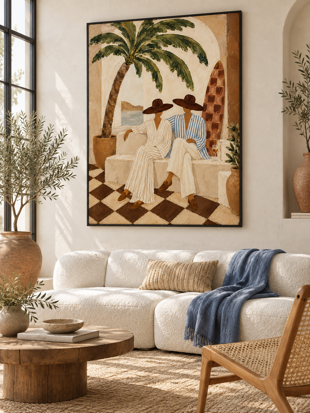 Coastal Surf Couple Beige Painting