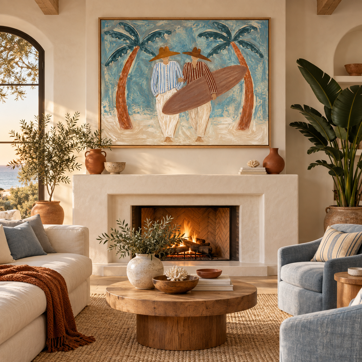 Endless Summer - Hand-Painted Coastal Surfer Wall Art